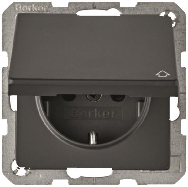Berker Steckdose SCHUKO 47516076 m. Klappdeckel Q.1/Q.3 anthrazit, samt