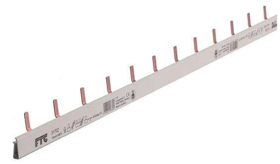 FTG 1p AFDD-Phasenschiene grau 3170Z Z-Form 28/Steg 10qmm f.LS 1+N 2TE