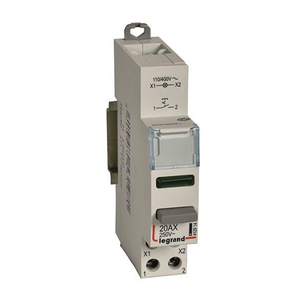 Legrand 412914 CX3 Druckschalter 20A 1S+LED grün 110/400VAC/DC AC-12 1TE