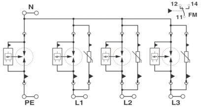Phoenix FLT-SEC-T1+T2-3S-350/25-FM 2905470 Blitzstrom-/Überspannungsleiter