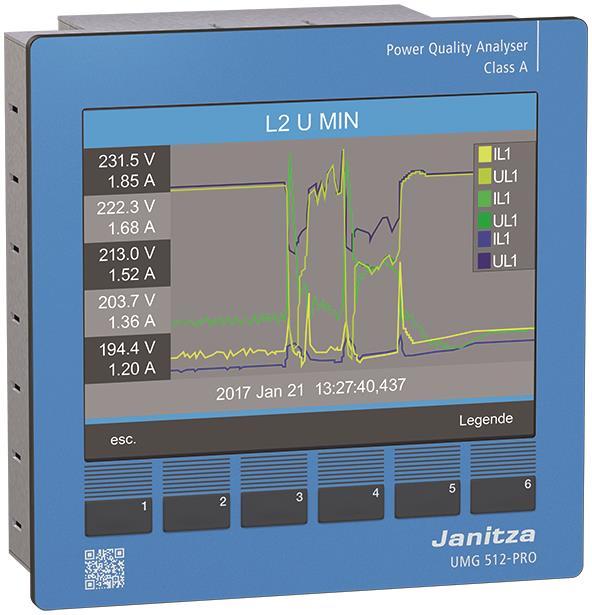 Janitza UMG512-PRO Uh=95V-240V AC (UL) Kl.A Analysator m.RCM 5217011