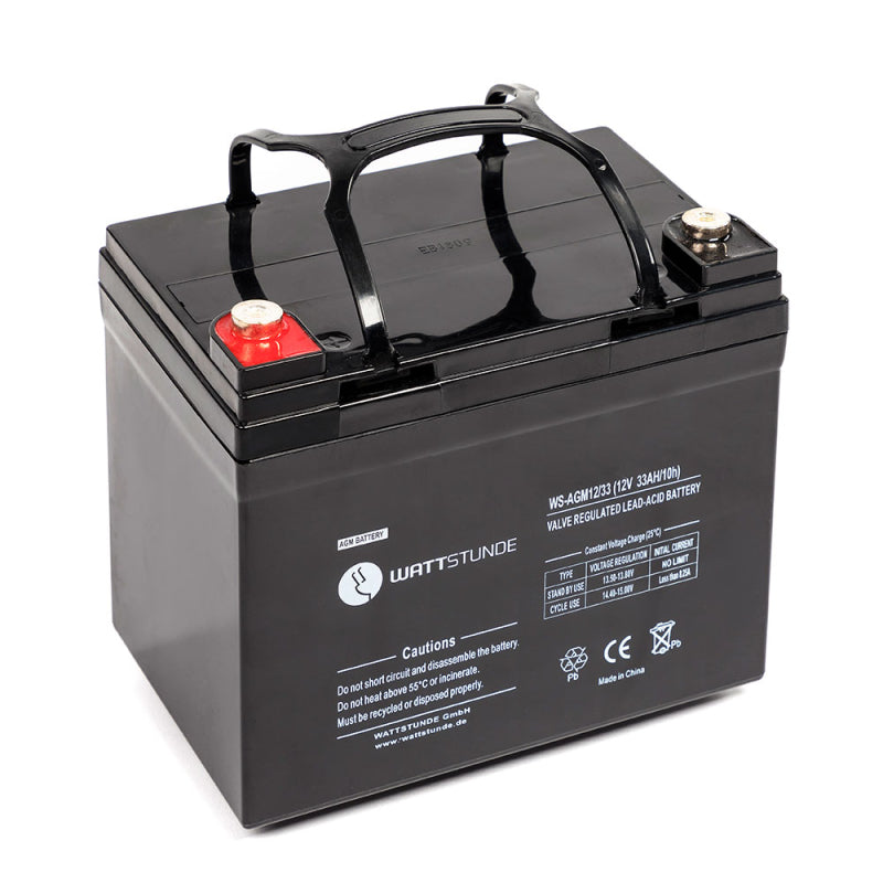 WATTSTUNDE® 33 Ah Akku AGM12-33 12V VRLA AGM Batterie C20 - Homeiq24