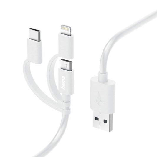 Hama 3in1 Multi-Ladekabel 1,5m    201535 USB-A auf USB-C/Lightning/MicroUSB,weiß