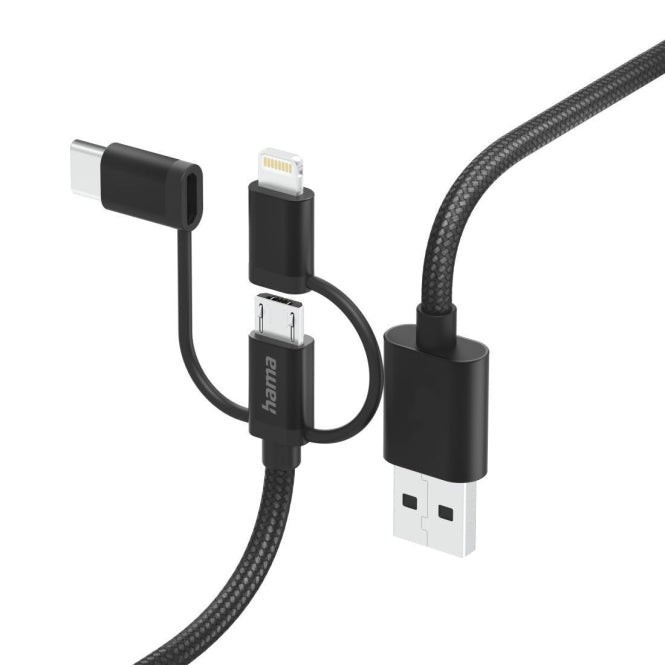 Hama 3in1 Multi-Ladekabel 1,5m    201536 USB-A auf USB-C/Lightning/MicroUSB,schw.