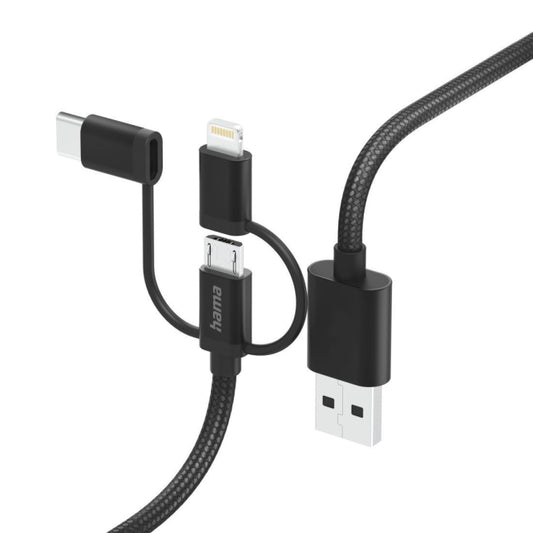 Hama 3in1 Multi-Ladekabel 1,5m    201536 USB-A auf USB-C/Lightning/MicroUSB,schw.