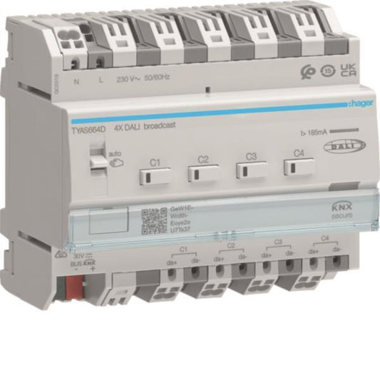 Hager DALI Aktor 4-fach KNX     TYAS664D Secure easy Broadcast RGB(T)W