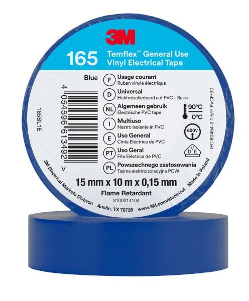 3M Temflex 15mmx10m Blau         165BL1E Vinyl-Isolierband 0,15mm 7100184724