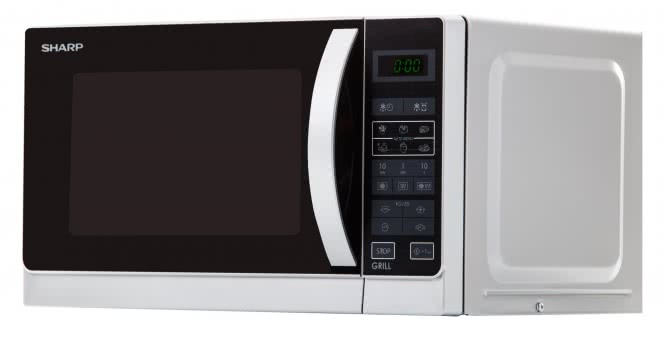 Sharp R 742 INW inox Mikrowelle          900W 25L 5St.Grill 1000W 8Prg