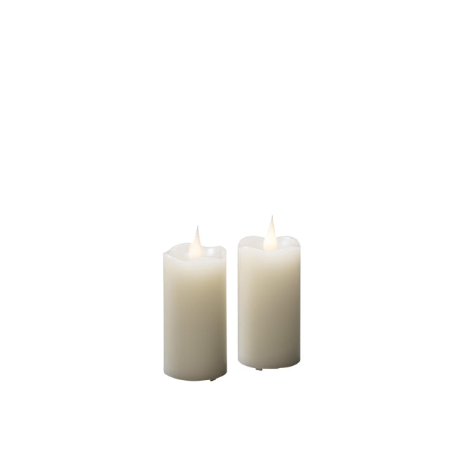 LED Echtwachskerze 2er-Set ws   1887-185 creme 4h/8h Timer H10cm inkl 2xAAA 1,5V