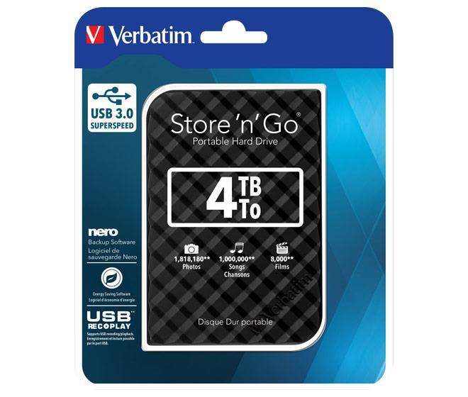 Verbatim externe Festplatte 4TB    53223 2,5z,USB 3.0,USB-powered,USB-Rec.-komp.