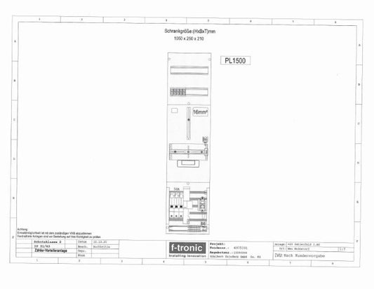 f-tronic Zähler-Verteileranlage          20 Zählerfeld 3.HZ Art. Gr.717