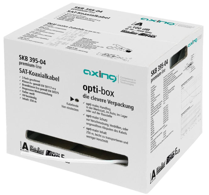 AXING Koaxialkabel 250m weiß  SKB 395-04 opti-box A+ 3-fach geschirmt