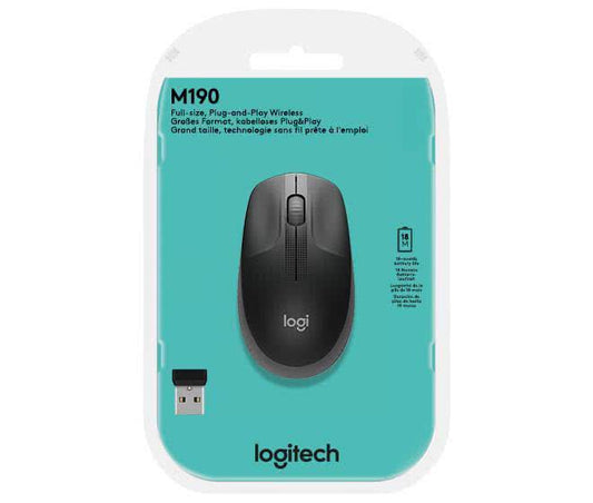 Logitech M190 schwarz/anthrazit USB-Maus optisch,kabellos,1000dpi,3 Tasten