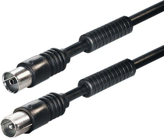 Hapena Antennen-Kabel 3m sw        13830 Koax-Stecker -Koax-Kupplung 100dB Ferrit