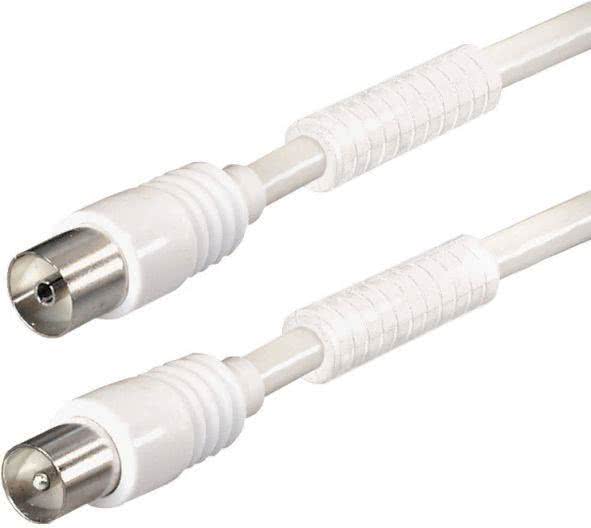 Hapena Antennen-Kabel 3m ws        13831 Koax-Stecker -Koax-Kupplung 100dB Ferrit