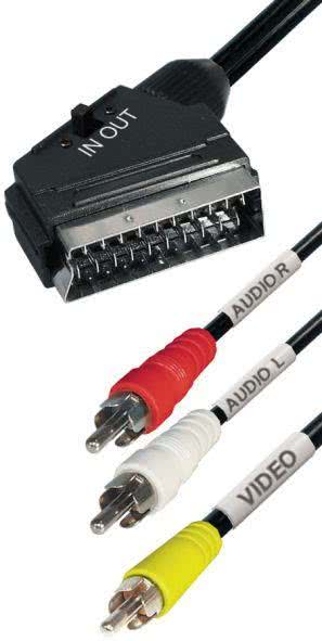 Hapena Video-Kabel 2m DS21 C/2C B  57800 Scart-St. - 3xCinch-St. (Audio+Video)