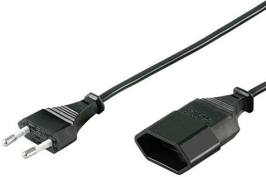 Hapena Netzkabel-Verlängerung 2m   41422 EKV 20S schwarz,Euro-Stecker/Kupplung