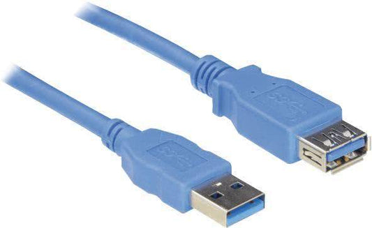 Hapena USB-Verlängerung 1,8m    USB3AAV2 USB 3.0 A-Stecker auf A-Kupplung blau