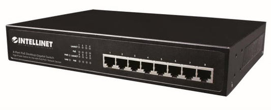 Intellinet 8-Port PoE+ Gigabit    560641 Desktop Switch 8xPoE-Ports 140W Lüfter