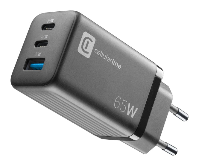Cellularline USB Ladegerät Multiport GaN 2xUSB-C PD 65W USB-A 36W