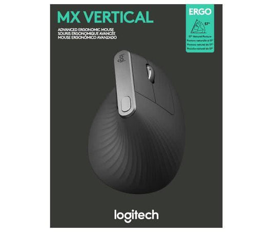 Logitech MX Vertical anthrazit Lasermaus kabellos,Unifying,BT,400-4000DPI,6Tasten
