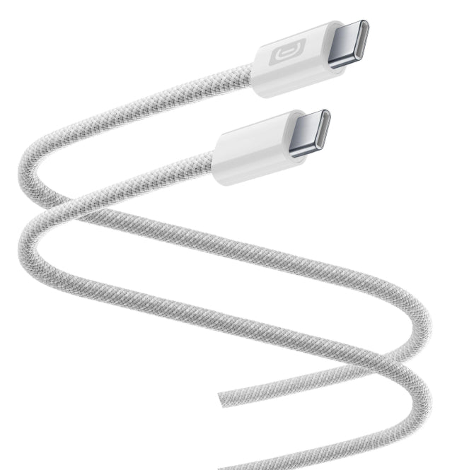 Cellularline FLEXFORCE USB-C Kabel 2m    max.60W,Silikongewebe,weiß