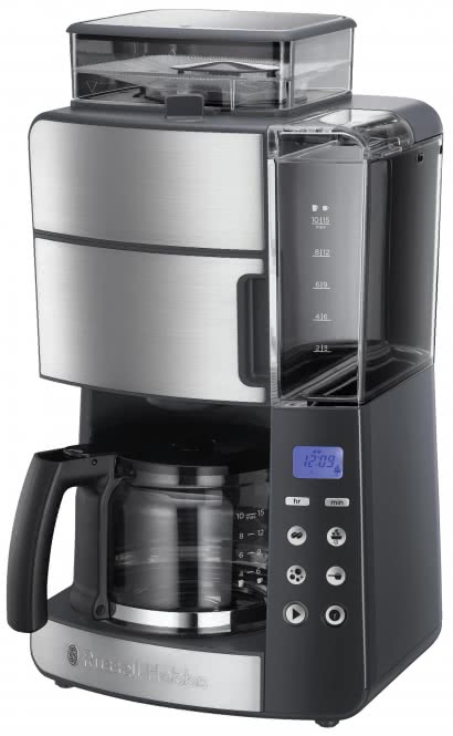 Russel Hobbs Grind & Brew Kaffeeautomat  10 Tassen 1000Watt Glas Mahlwerk