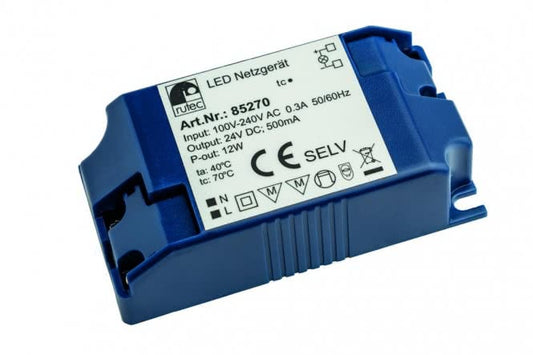 RUTEC LED Netzgerät 24V 12W IP20   85270   100-240V AC Schraubansch., 86x45x26m