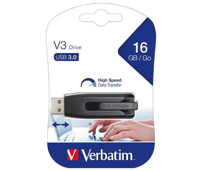 Verbatim USB-Stick 3.0 16GB sw/gr  49172 V3 Store'n'Go,Ultra Speed 400x,Blister