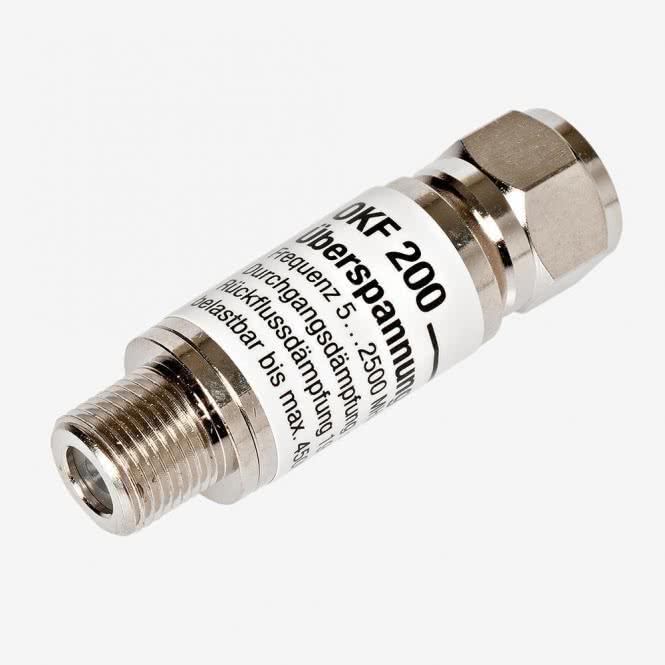 Fuba OKF 200 F-Überspannungsschutz       max. 4500A,5-2500MHz,F-Stecker/F-Buchse
