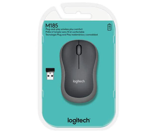 Logitech M185 schwarz/grau opt. USB-Maus kabellos,1000dpi,3 Tasten