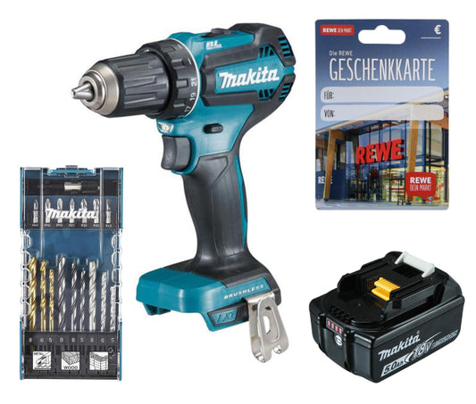Makita Akku-Bohrschrauber, Akku 18V      Bohrer Bit Set 17 tlg. + 10 Euro REWE GS