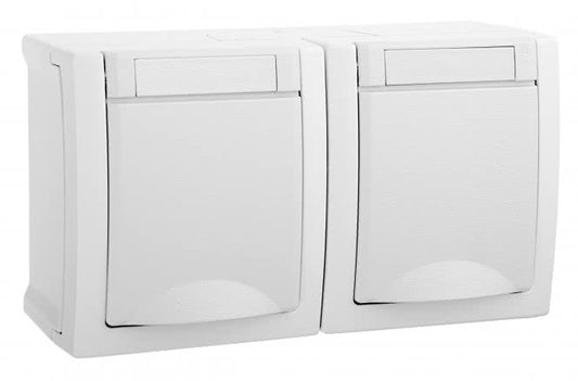 Panasonic Pacific Schuko ws  90591188-DE Steckdose 2-fach waagrecht FR-AP IP54
