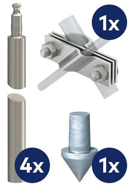 Erdungssortiment best. aus Staberder     Erderspitze und Anschlusslasche 1,5m V4A