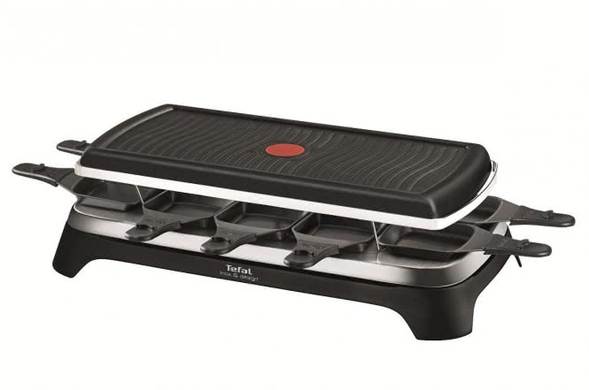 Tefal RE 4588 sw/Ed Raclette             10Pfännchen Platte antihaftb. 43x26,5cm