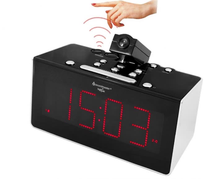 Soundmaster FUR6005 sw Funkuhrenradio    m.Projektion,UKW,2 Alarmzeiten,Display