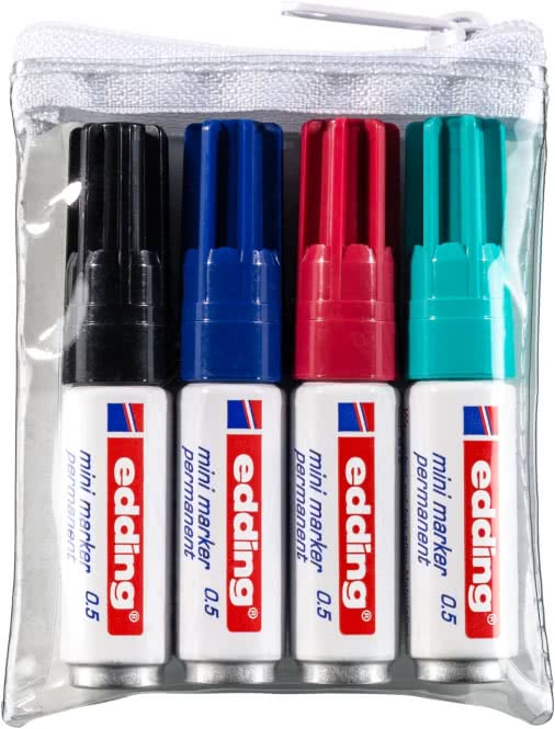 Edding Mini Permanentmarker Set          schwarz/blau/rot/grün             4-05-4