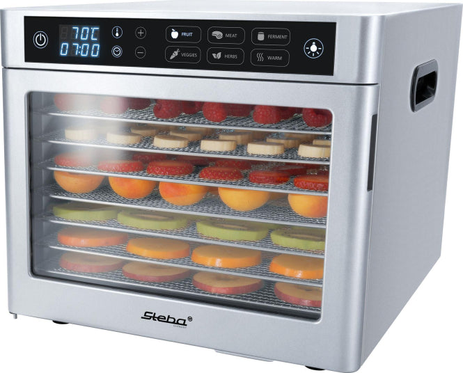 Steba ED 80 Steel Deluxe Dörrautomat     8 Aufsätze 35-85°C LED - Display