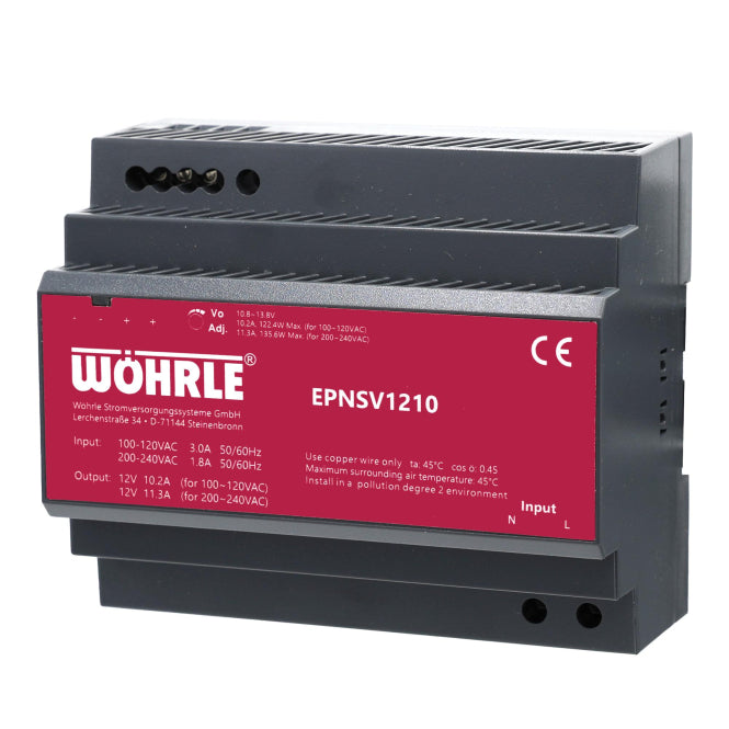 Wöhrle Netzgerät 1ph. E90-264V EPNSV1210 AC A:12VDC 11,3A Verteilereinbau