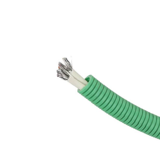 Kabowell Datenleitung im Wellrohr NW20   grün 2x Cat.7 4x2 AWG26 100m Ring