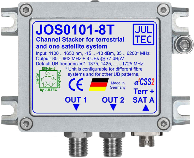 Jultec Einkabelumset. f.1 SAT JOS0101-8T u.Terrestrik 1xGlasfaser FC/PC 8xRec.