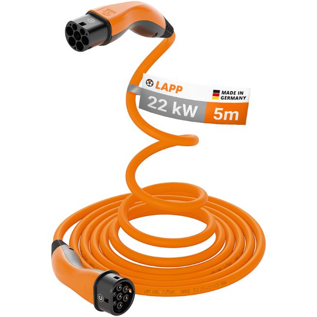 LAPP EV-TYP2 LADEKABEL HELIX             22kW-3P-32A, 5m, orange 61798