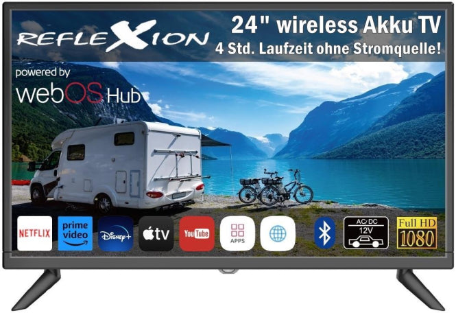 Reflexion LEDA24OSB LED-TV m. Akku       FHD,Multituner,Smart,CI+,WebOS,12V