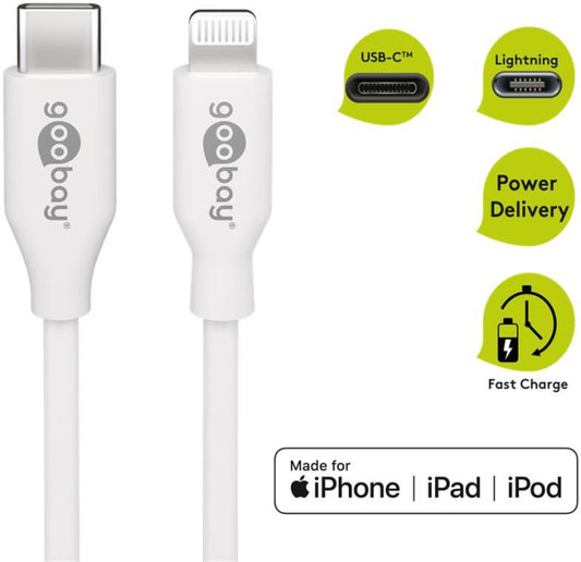 Goobay USB/Lightning-Kabel 2m weiß       Lightning-Stecker auf USB-C-Stecker MFI