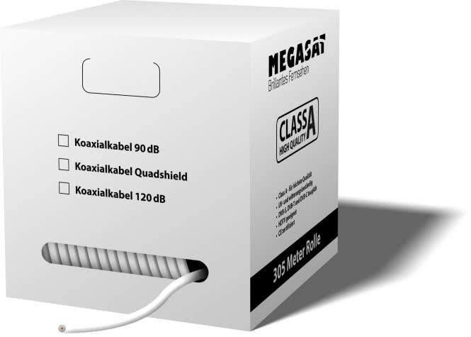 Megasat Quad-Shield 120 Koaxkabel 305m   Pull-out Box,110dB,4-fach geschirmt