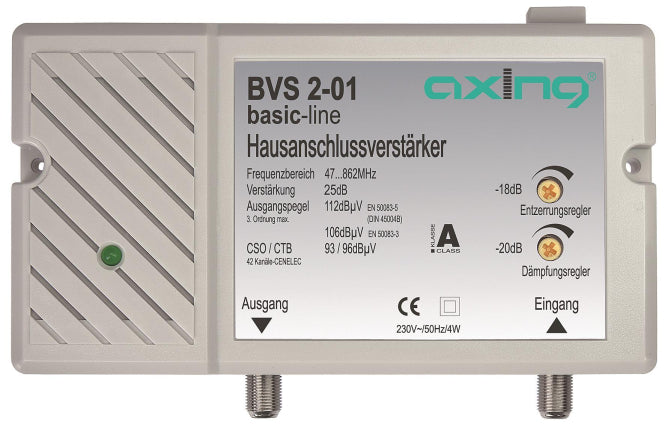 AXING Hausanschlussverstärker   BVS 2-01      25dB,98dB,47-862MHz,einstellbar