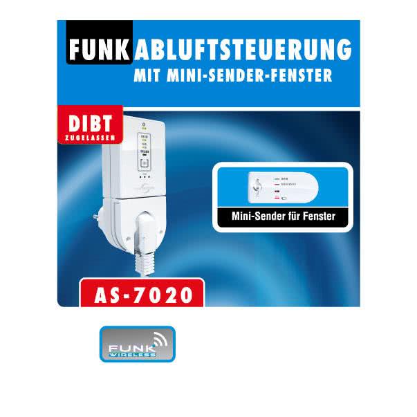 PROT Funk-Abluftsteuerung PRO mit AS7020 Mini-Sendereinheit in weiß u.br DiBt