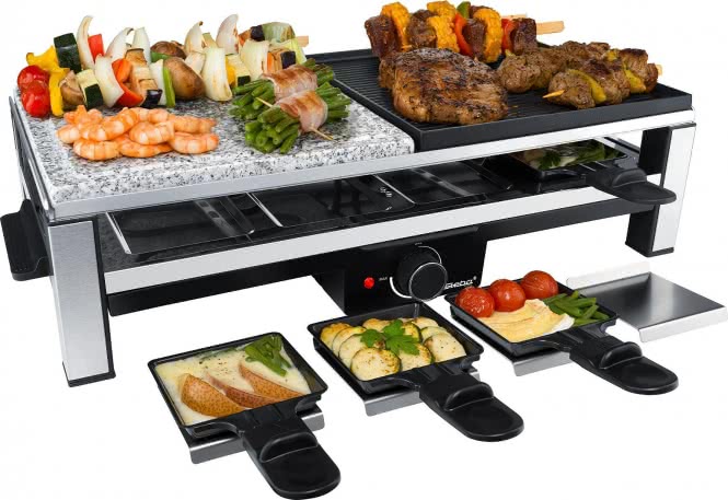 Steba RC 108 Raclette                    8 Pfännchen Grillfl.50x25cm Stein/Gußpl.