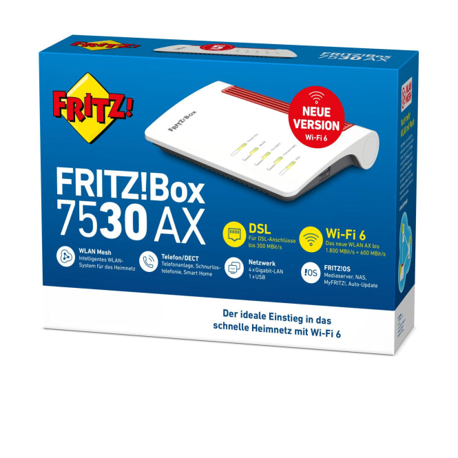 AVM FRITZ!Box 7530AX DSL-Router 20002930 DECT Fon WLAN-AX LAN VDSL/DSL Wifi 6
