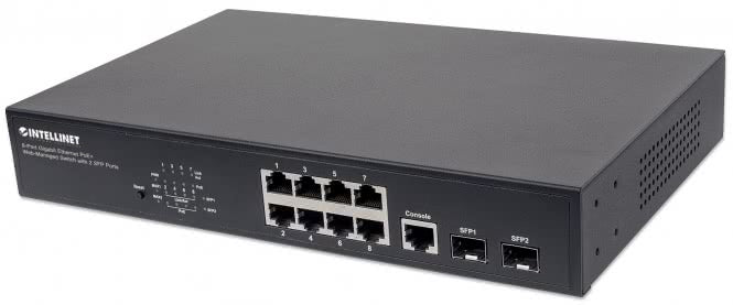 Intellinet 8-Port Gigabit POE+    561167 Switch mit 2 SFP-Ports 8xPoE-Ports 140W